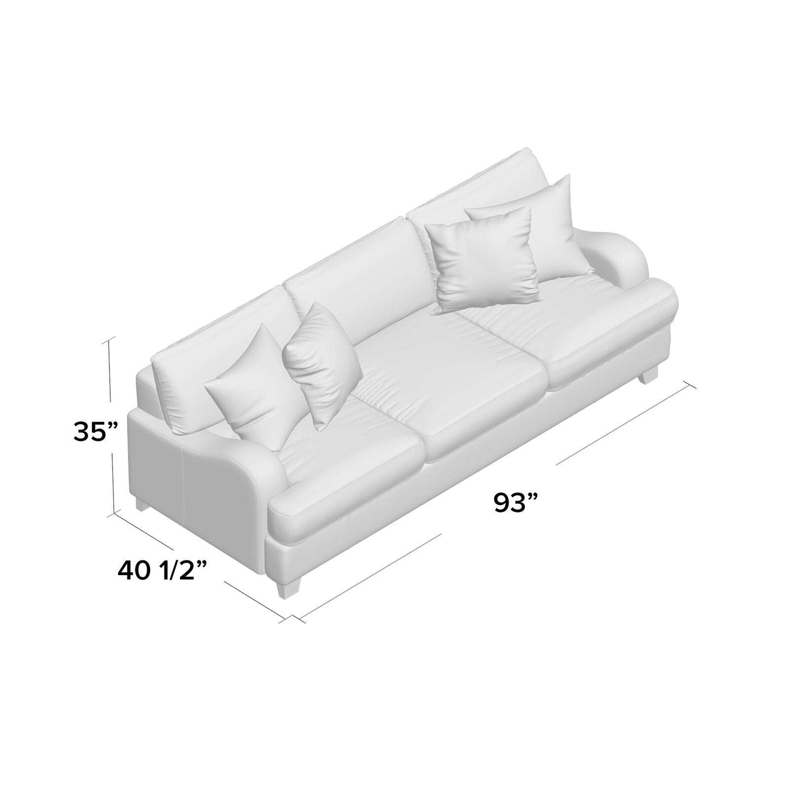 Paradigm Quartz 93" Recessed Arm Sofa