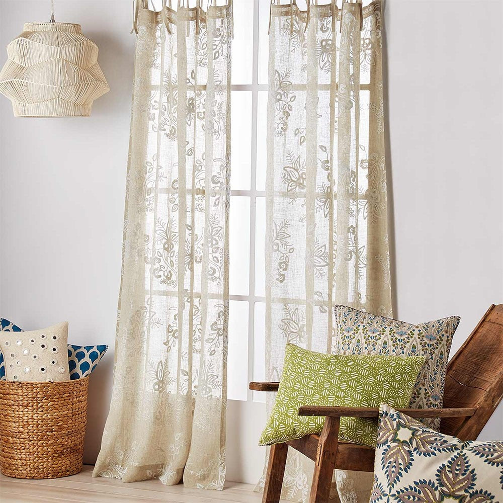 50x84 Pasak Linen Window Curtain by John Robshaw SINGLE PANEL