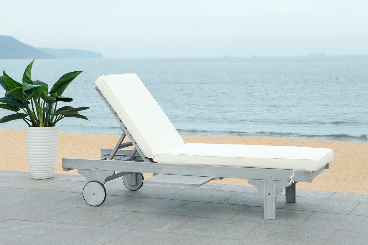 Newport 1-Piece Outdoor Chaise Lounge with Cushion, Ash Grey/White (#K2684)