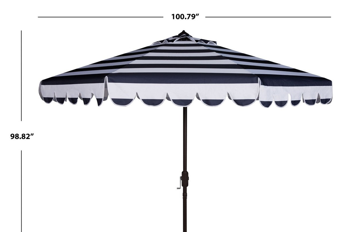 Maui 9' Single Scallop Striped Umbrella, Navy/White (#K4184)