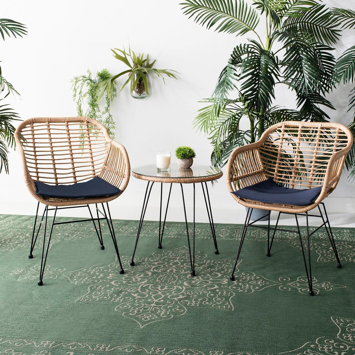Conn 3 Piece Seating Group with Cushions, Navy (#K1885)