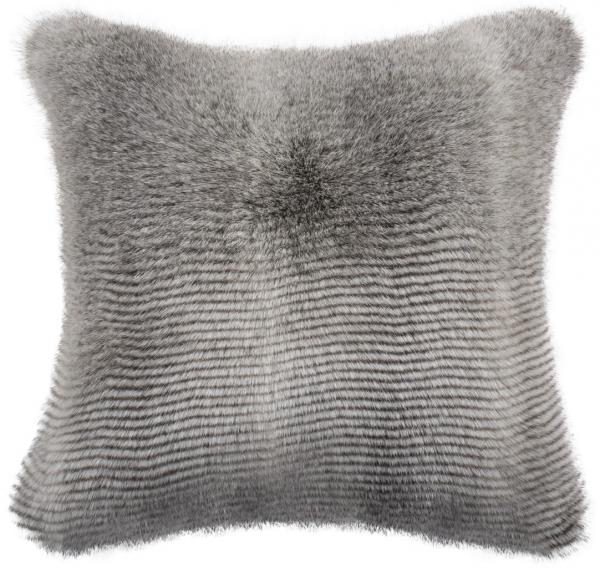 20" Wavy Faux Fur Down Alternative Throw Pillow, Grey (#K6082)