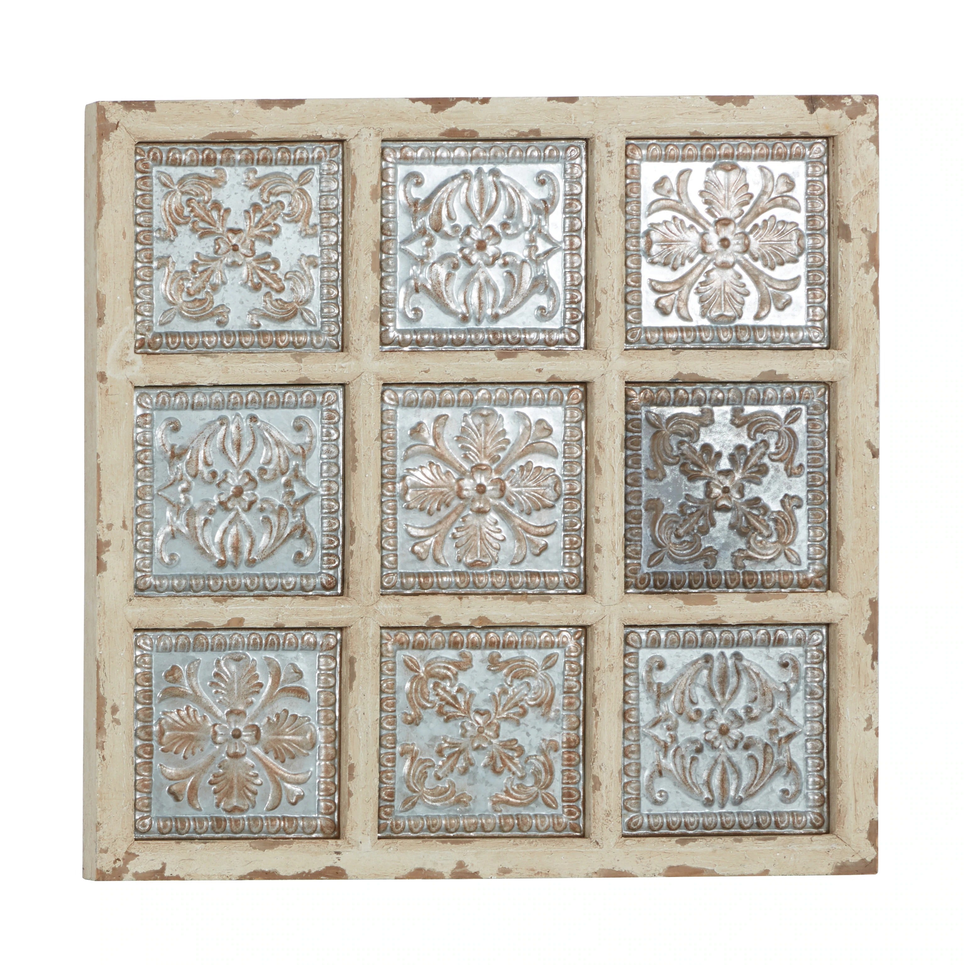 White Metal Rustic Floral Wall Decor