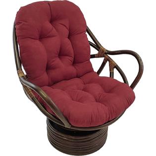 Blazing Needles Solid Microsuede Swivel Rocker Chair Cushion, 48" x 24", Red Wine