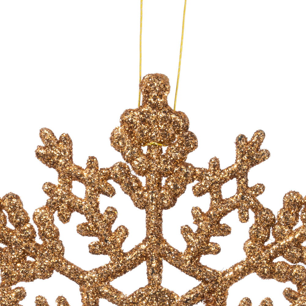 4" Rose Gold Glitter Snowflake (Set of 48)