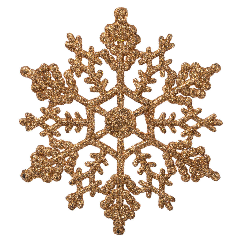 4" Rose Gold Glitter Snowflake (Set of 48)