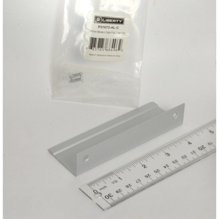 96mm Modern Edge Pull, Aluminum, 3 3/4in (Set of 3)