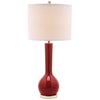 Mae 30.5 in. Dark Red Long Neck Ceramic Table Lamp with Off-White Shade 7490