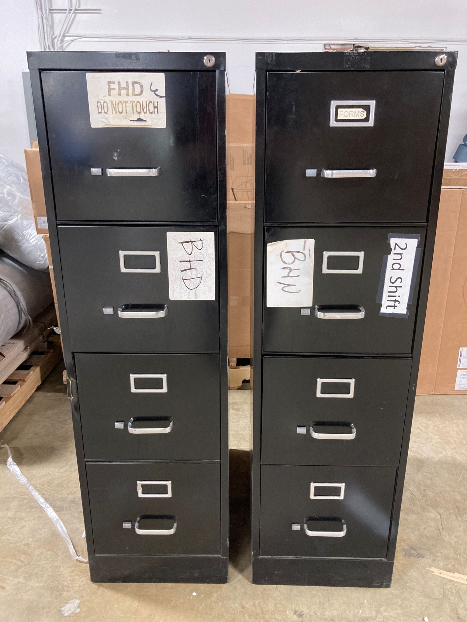 Black Jolene 4-Drawer  Vertical Filing Cabinet (2 Boxes) (Set of 2) K8325