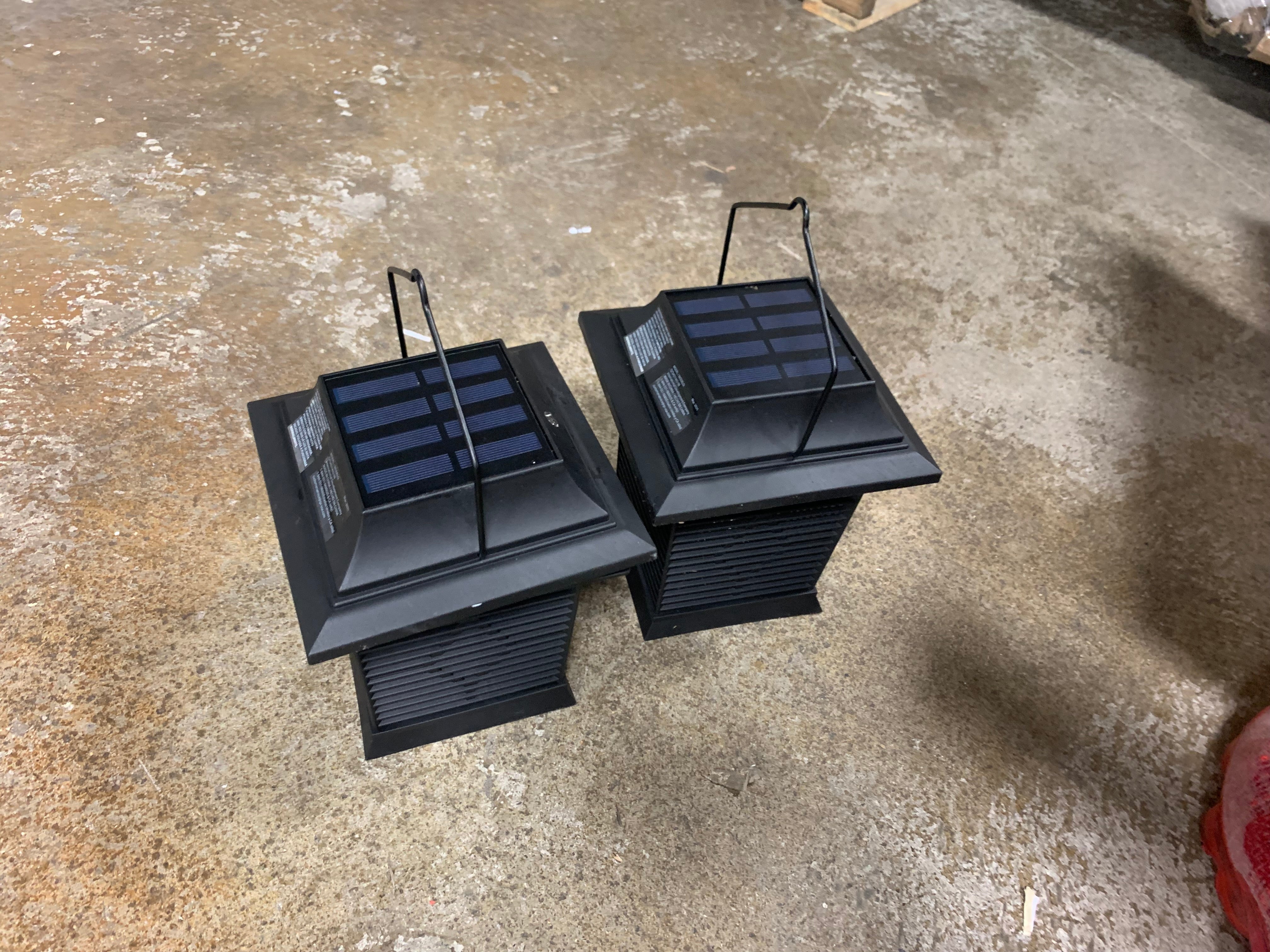 Black Solar Powered LED Outdoor Bug Zapper Lantern, set of 2