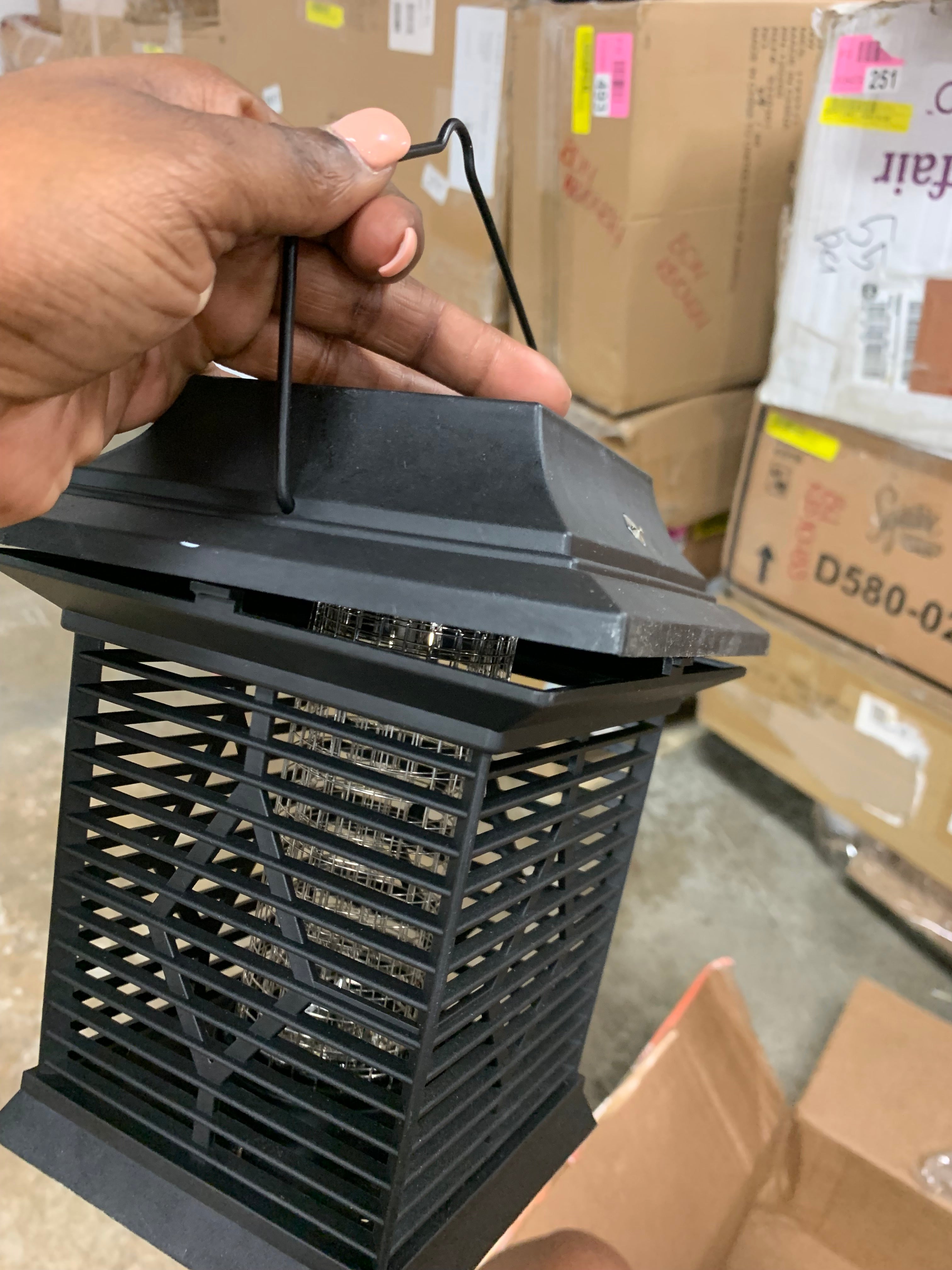 Black Solar Powered LED Outdoor Bug Zapper Lantern, set of 2