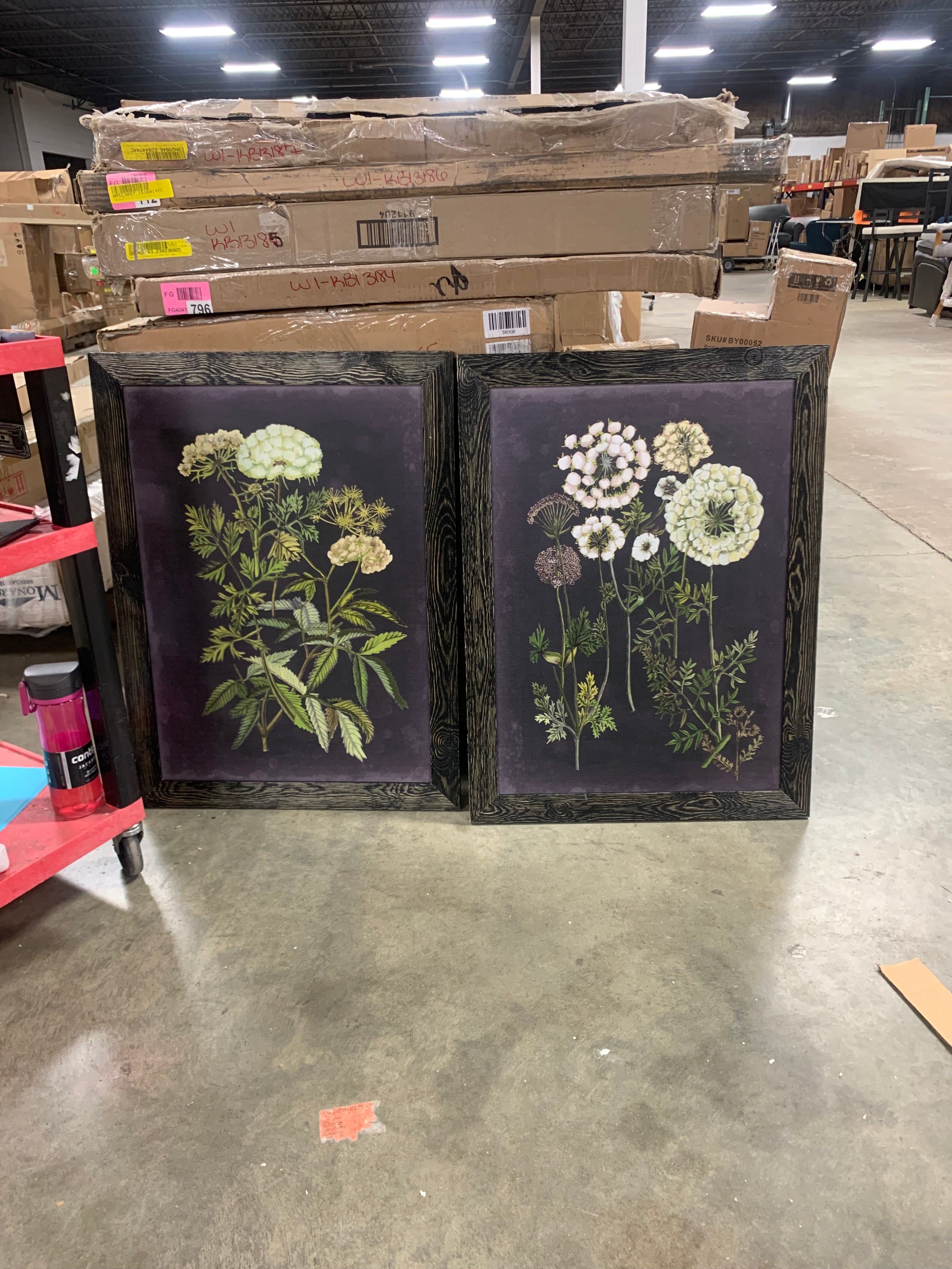 42.5" H x 30.5" W x 1" D Bookplate Floral I - Picture Frame Painting Set on Canvas (Set of 2)