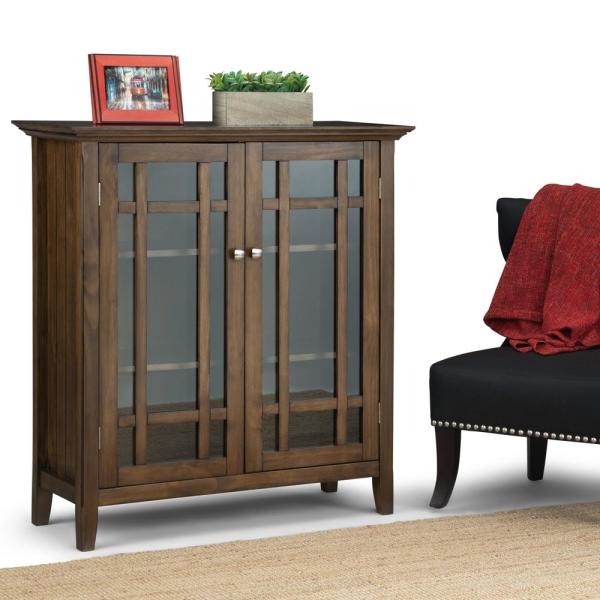 39 in. Bedford Rustic Natural Aged Brown Solid Wood Wide Medium Storage Cabinet pc393