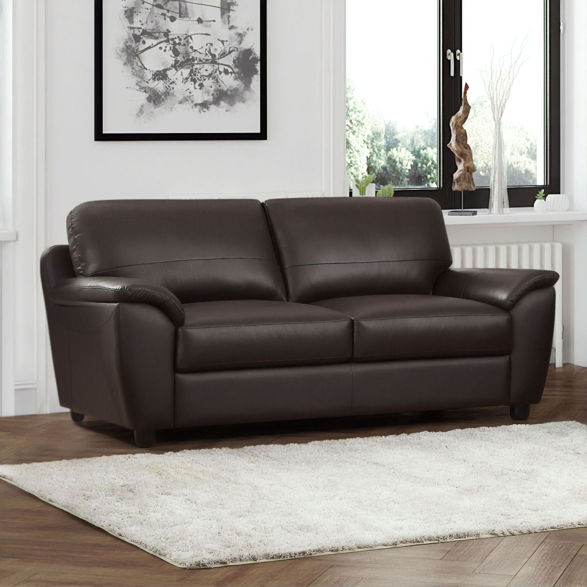 Abbyson Sedona Brown Top Grain Leather Sofa