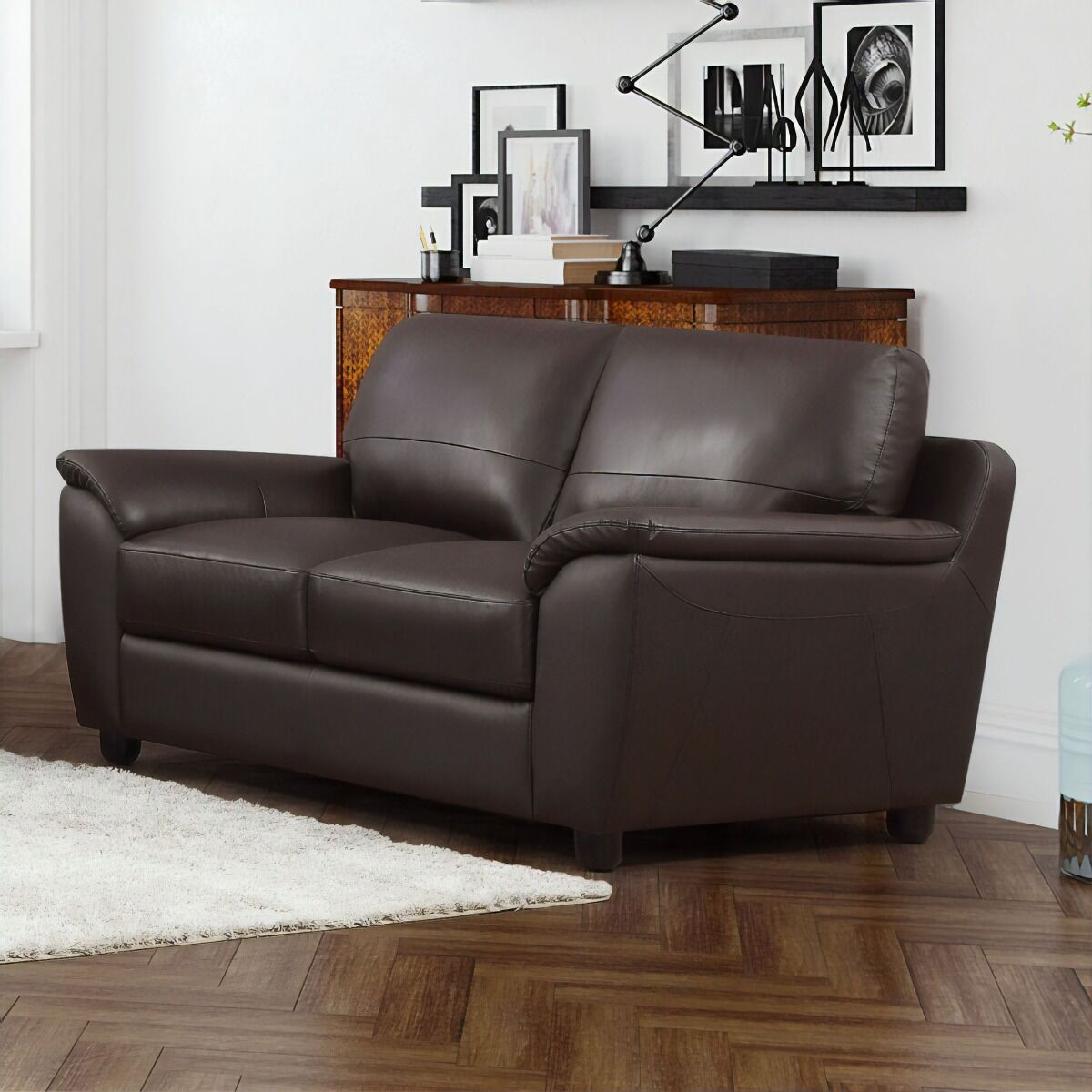 Abbyson Sedona Brown Top Grain Leather Sofa