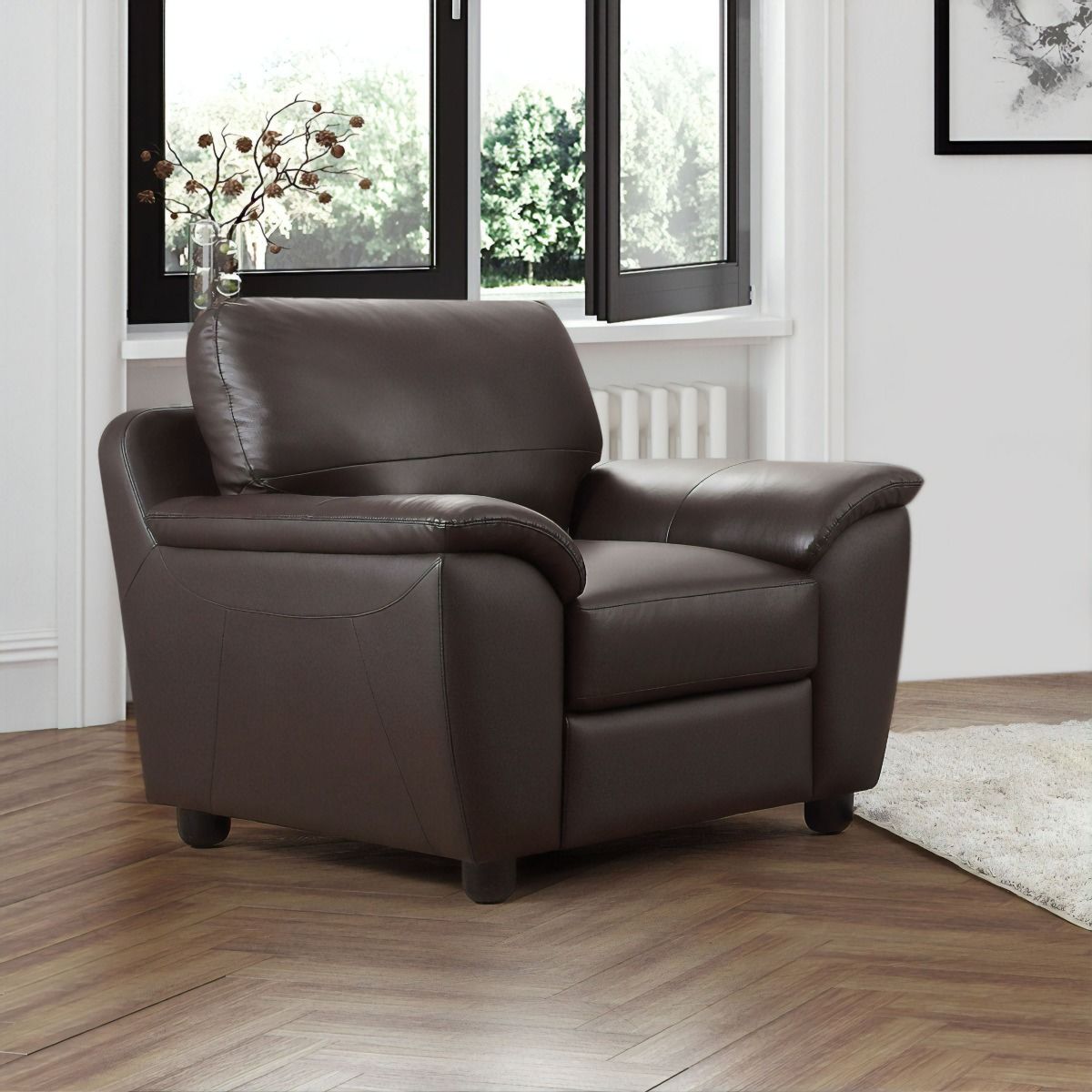 Abbyson Sedona Brown Top Grain Leather Armchair