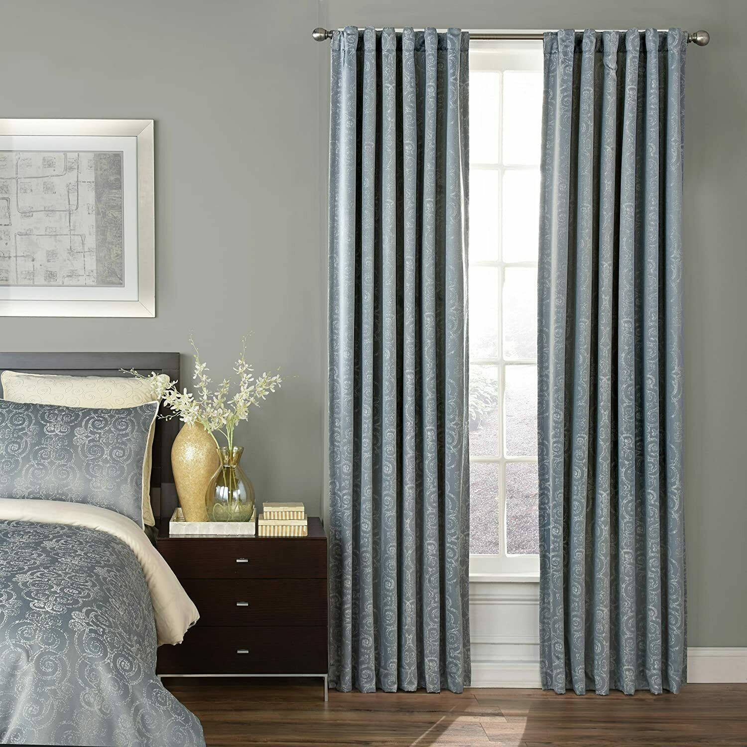 Beautyrest Avignon Blackout Window Curtain Smokey Blue 63l X 52w In. (Set of 2) ts937 (2 boxes)