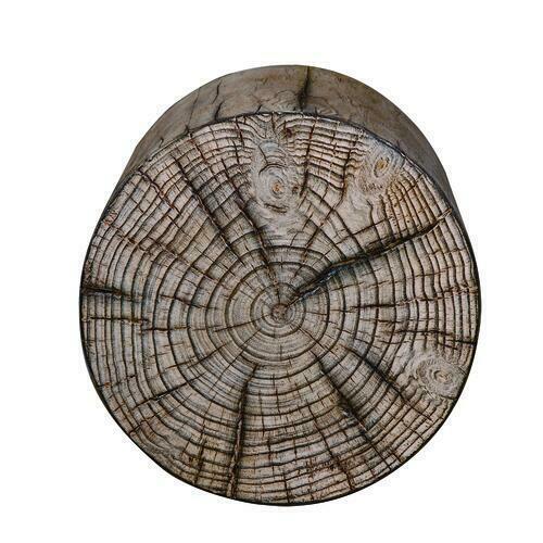 17" Round Dark Wood Garden Stool, Gray/Brown (#K6402)