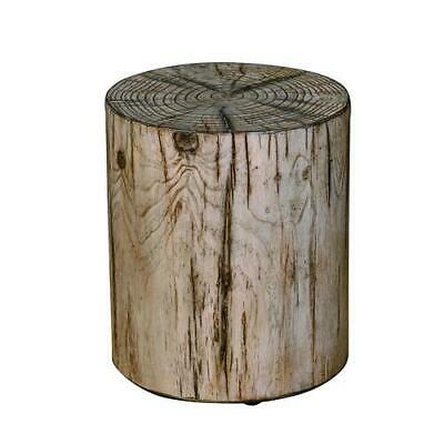 17" Round Dark Wood Garden Stool, Gray/Brown (#K6402)