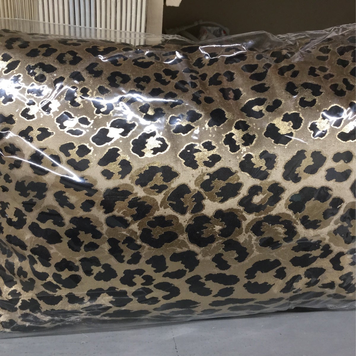14" x 20" Oblong Stone Velvet Pillow Printed with Charcoal, Stone, Gold Distressed Animal Print