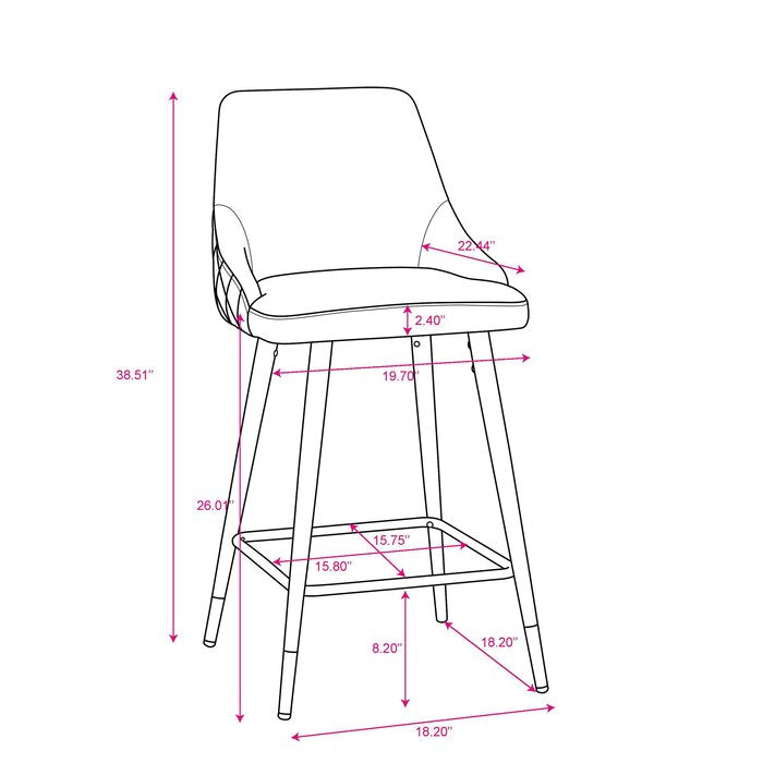 Blue Janna Velvet/Metal 26" Counter Stools (Set of 2)  #SA1001