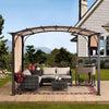 Sherman Oaks 10' x 8' Brown Steel Arched Pergola with 2-Tone Adjustable Shade  #SA1084