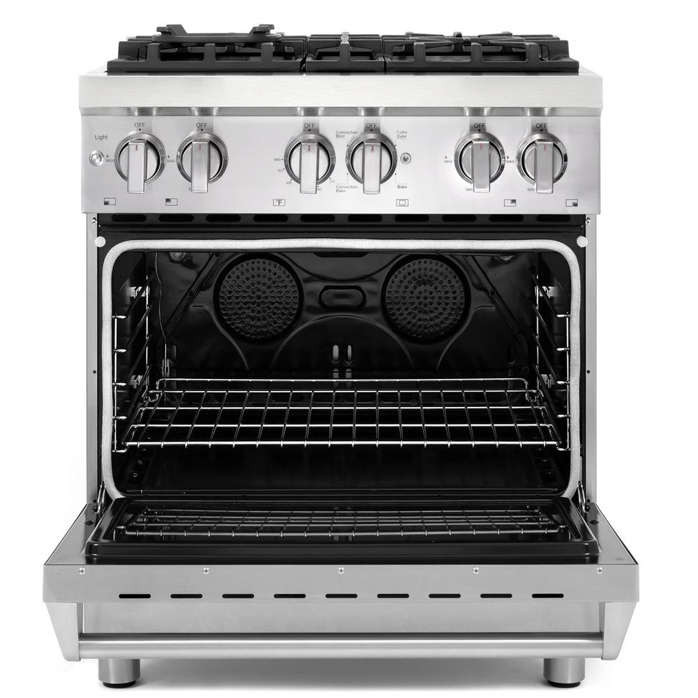 Commercial-Style 30" Dual Fuel Range with 4 Italian Burners Cast Iron Grates  #SA1090