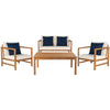 Montez Natural Brown 4-Piece Wood Patio Conversation Set with White Cushions  #SA1119