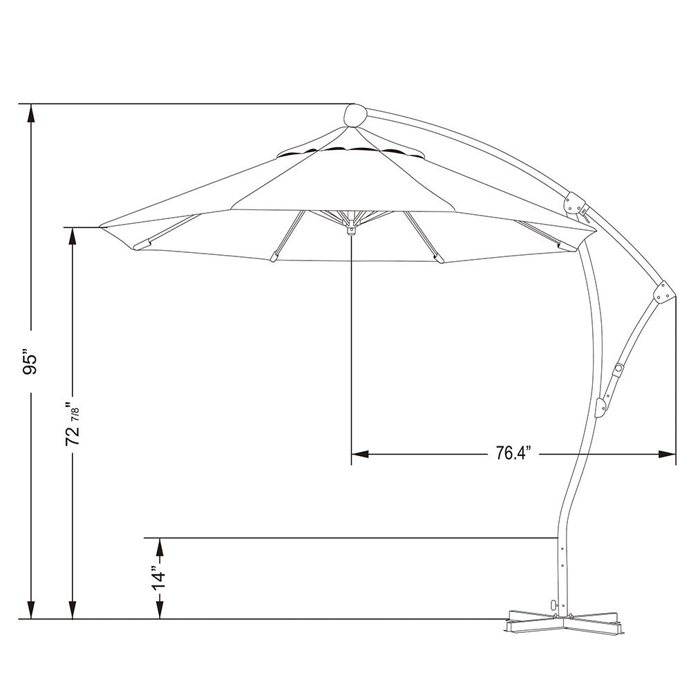 9' Bronze Aluminum Cantilever Navy Blue Patio Umbrella  #SA1228