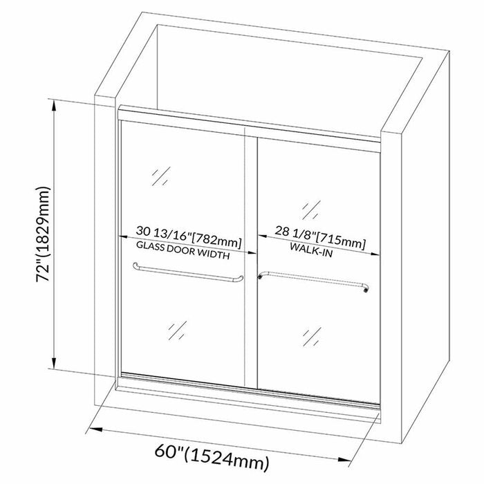 60" x 72" Sliding Frameless Shower Door  #SA1325