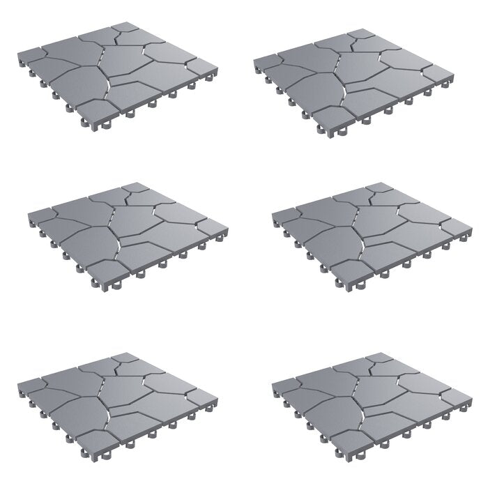 Gray 11.5" x 11.5" Plastic Interlocking Deck Tiles (Set of 6)  #SA1421