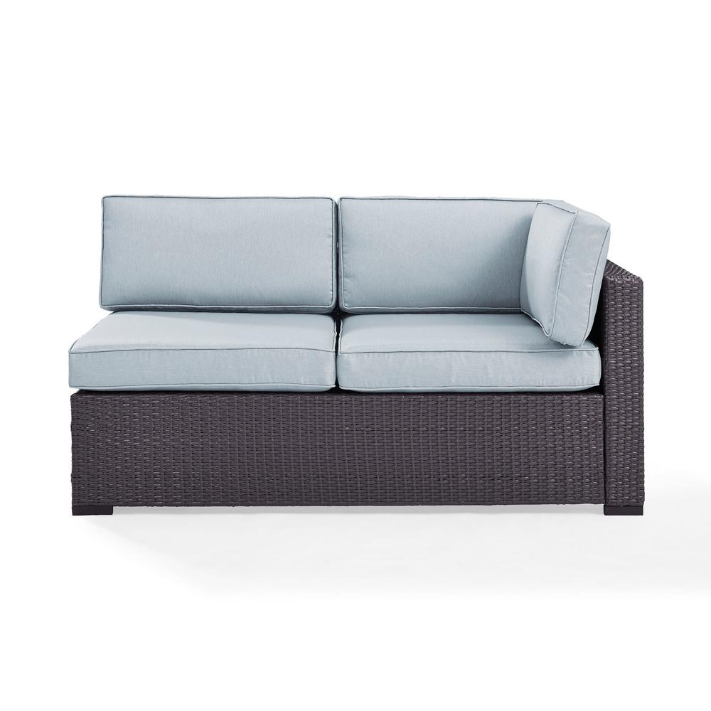 Biscayne Brown Wicker Interchangeable Arm Outdoor Corner Loveseat