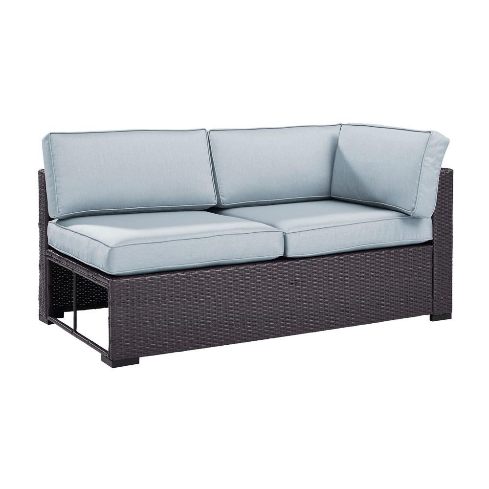 Biscayne Brown Wicker Interchangeable Arm Outdoor Corner Loveseat