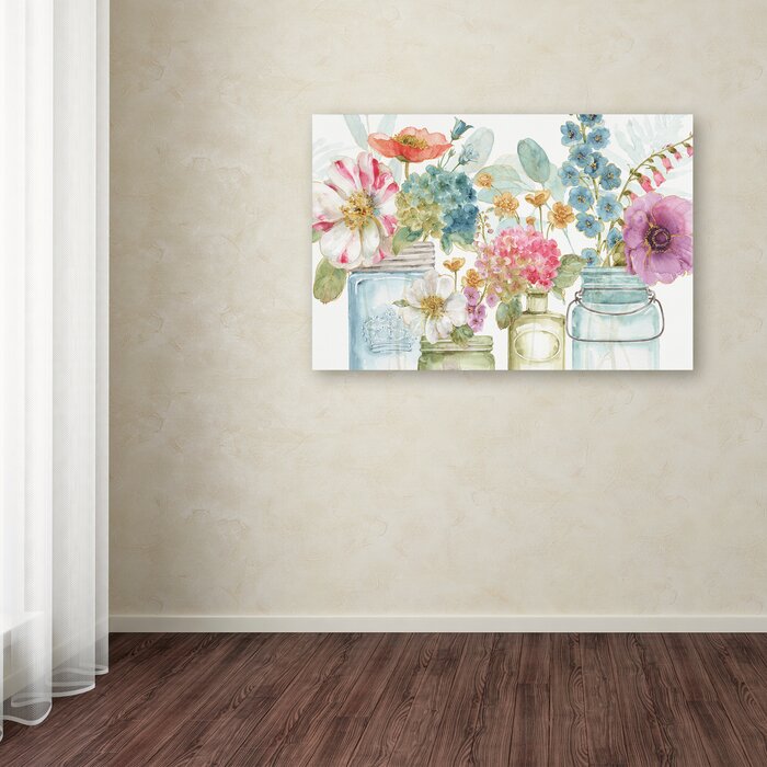 'Rainbow Seeds Flowers X' - Wrapped Canvas  #SA1483