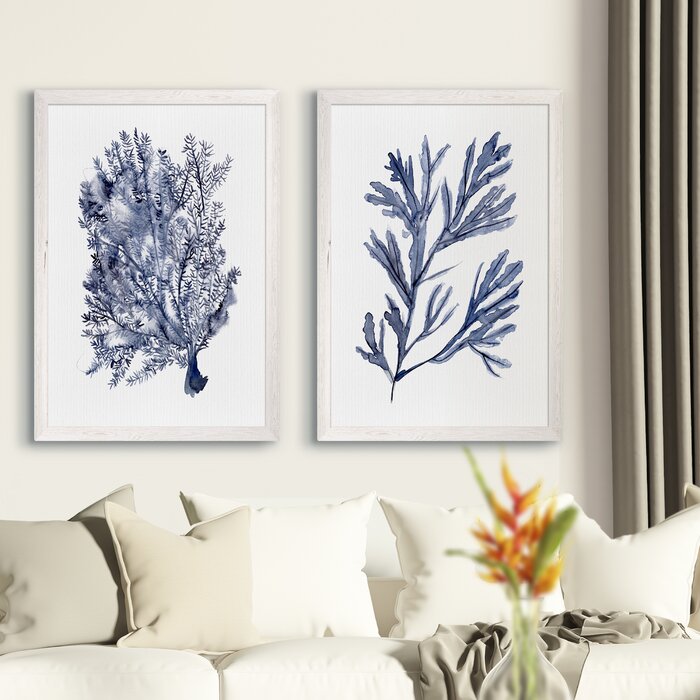 'Seaweed Under Water I'  Framed Canvases (Set of 2)  #SA1504