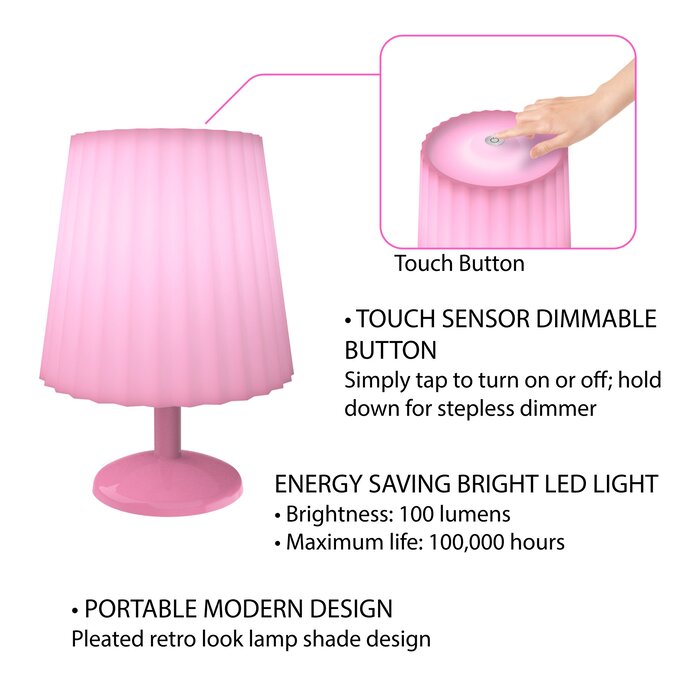 Pink Andersen Portable Touch Sensor 10" Table Lamp  #SA412