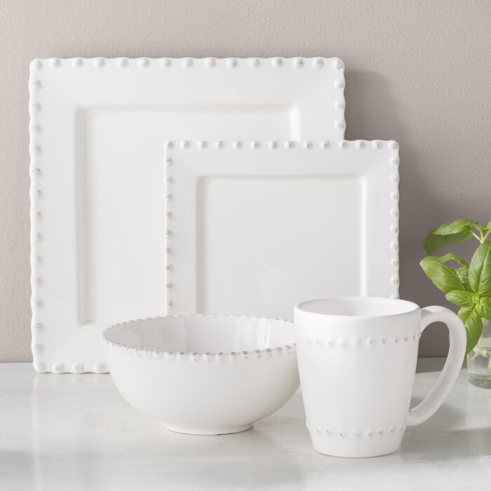 White Bianca Square 15 Piece Dinnerware Set  #SA419