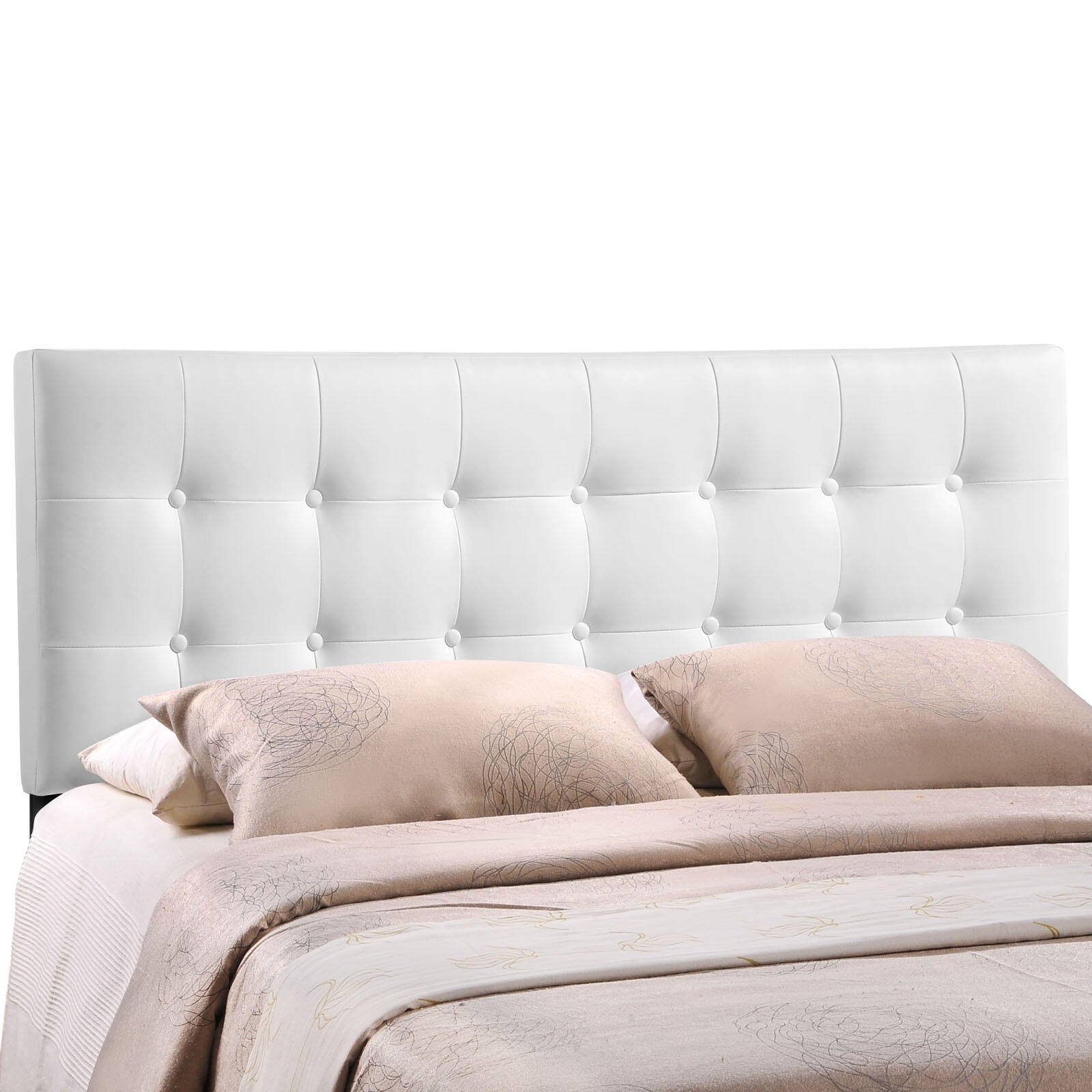 White Upholstered Vinyl Headboard - Full  #SA670