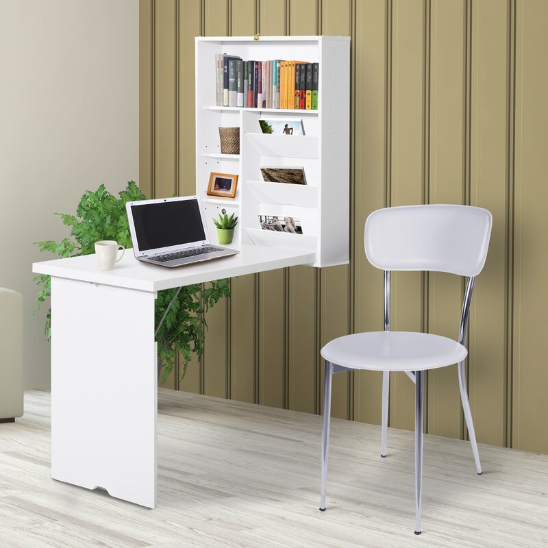 White Rossville Floating Desk with Hutch  #SA698