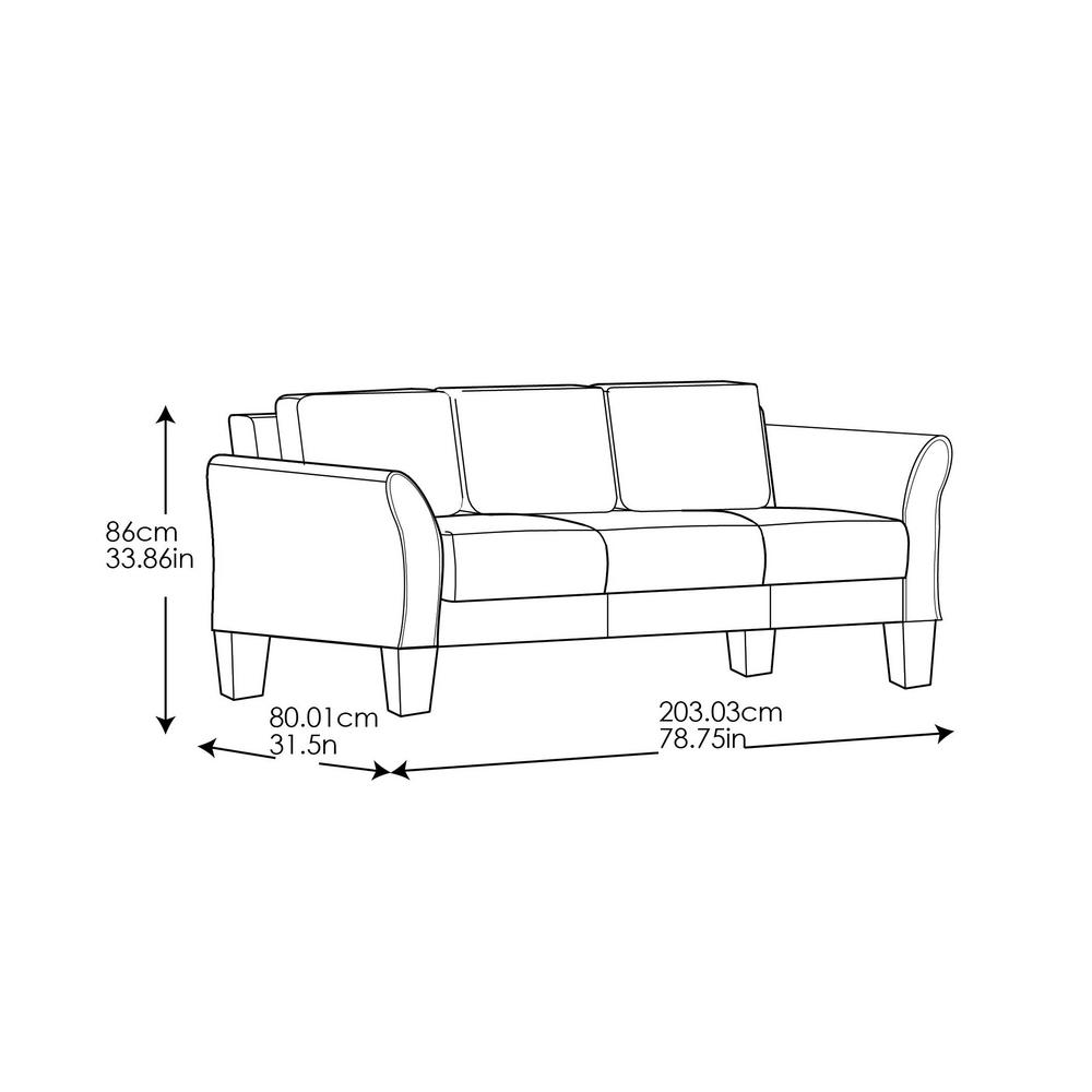 Wesley Microfiber Sofa with Curved Arms in Coffee  #SA699