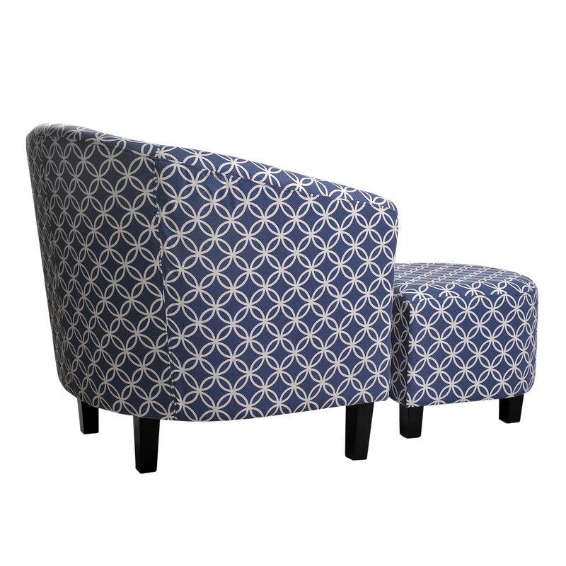 Blue Poitras 21" Barrel Chair and Ottoman  #SA719