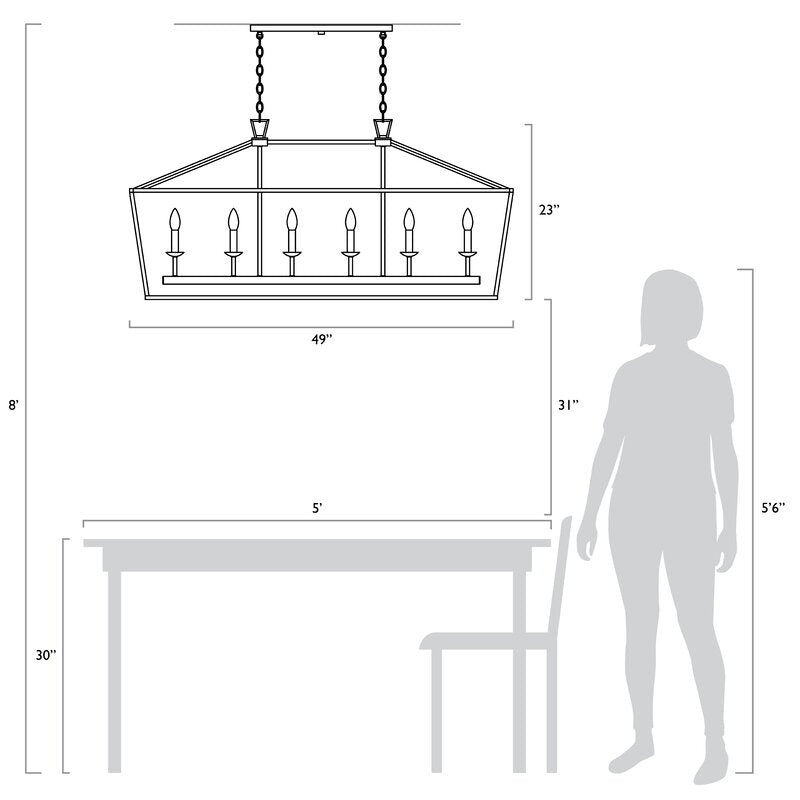 Carmen 6-Light Kitchen Island Linear Pendant  #SA761