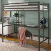 Maxwell Gray Metal Loft Bed with Desk - Twin  #SA765