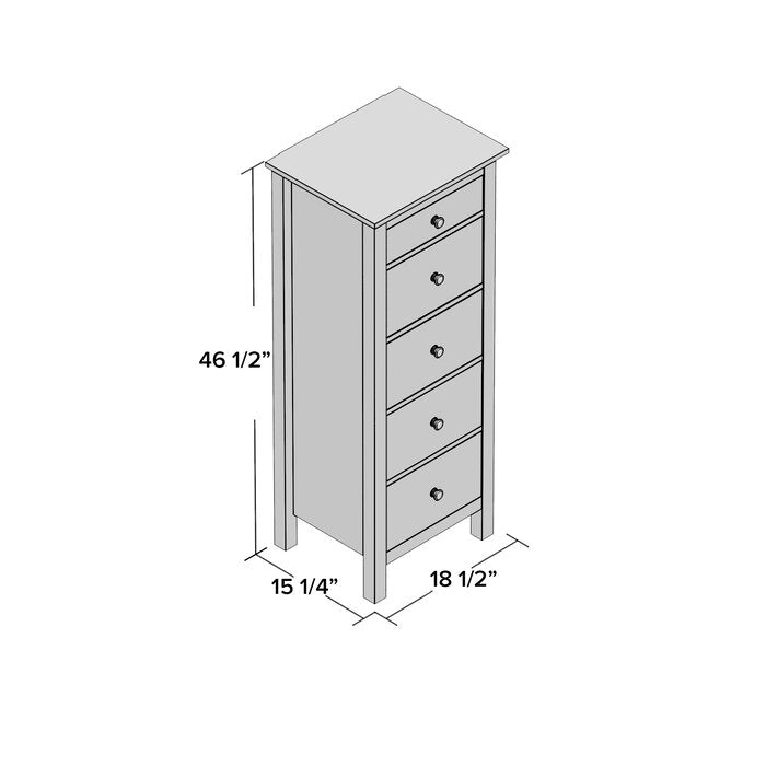 White Bryant 5-Drawer Lingerie Chest  #SA804