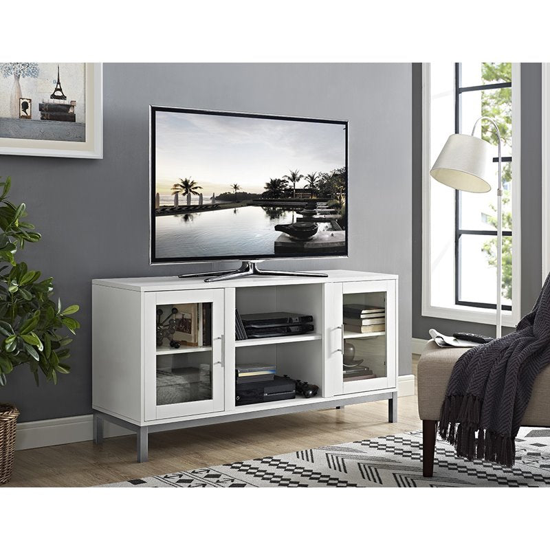 White Edison 52" Avenue TV Console with Metal Legs  #SA858