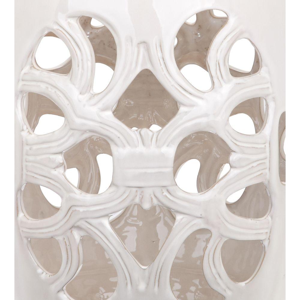 Imperial Vine Antique White Garden Stool  #SA883