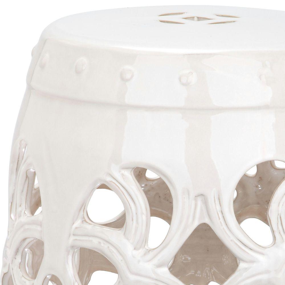 Imperial Vine Antique White Garden Stool  #SA883