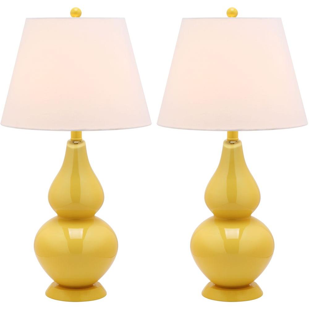 Cybil 26.5" Yellow Double Gourd Glass Lamps (Set of 2)  #SA884