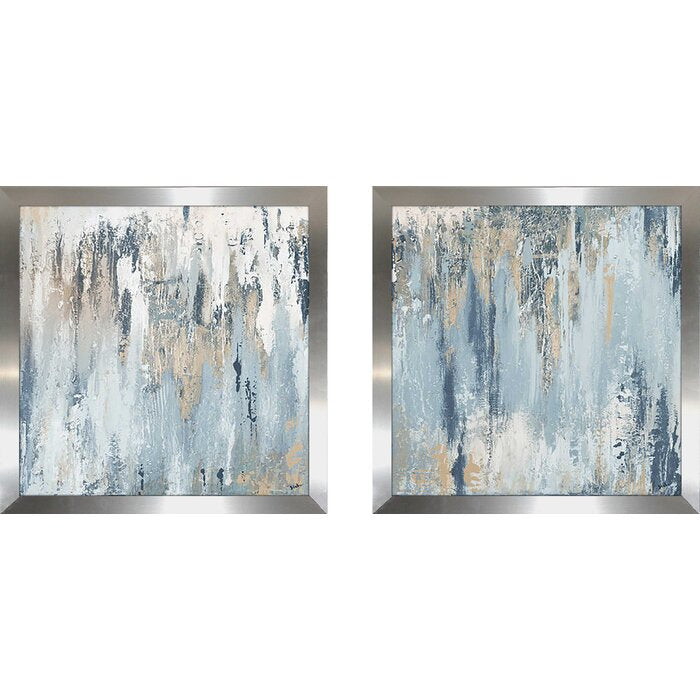 'Blue Illusion Square' - 2-Piece Framed Acrylic Prints  #SA976