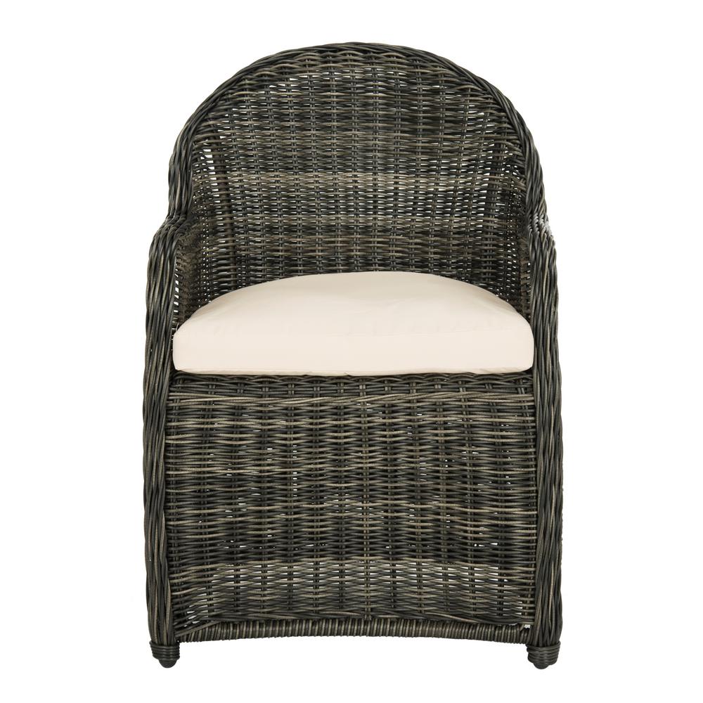 Newton Grey Wicker Outdoor Dining Chair with Beige Cushion 7430